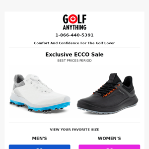 ECCO Golf Shoe Sale - Men's and Women's