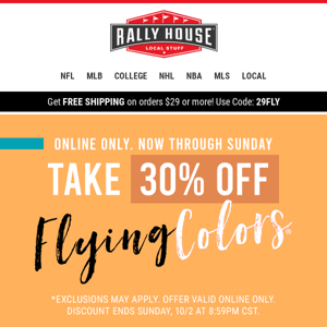 🚨 STARTS NOW: Get 30% Off Women's Apparel From Flying Colors