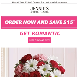 $15 off to send love to all