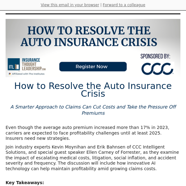 How to Resolve the Auto Insurance Crisis: Register Now for this Upcoming Webinar!