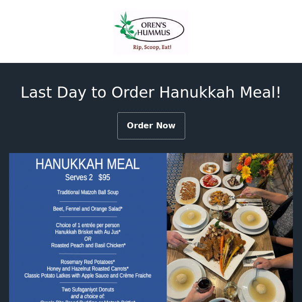 Hanukkah Meal - Last Day to Order