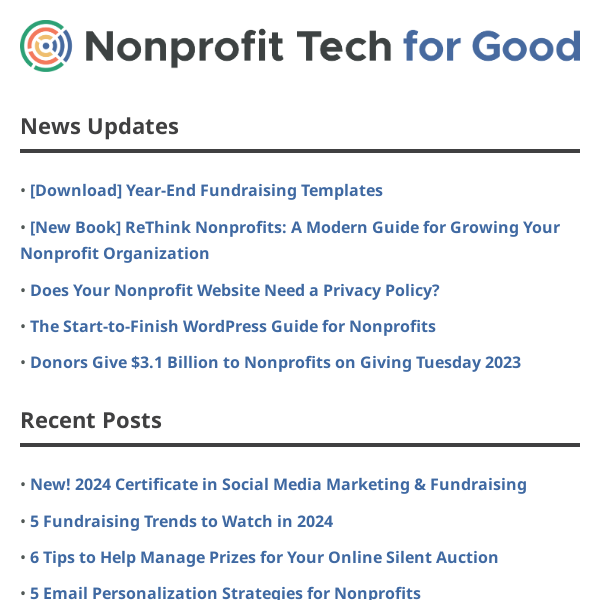 Year-End Fundraising Templates • ReThink Nonprofits • Does Your Nonprofit Website Need a Privacy Policy?