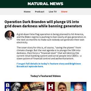 Operation Dark Brandon will plunge US into grid down darkness while banning generators