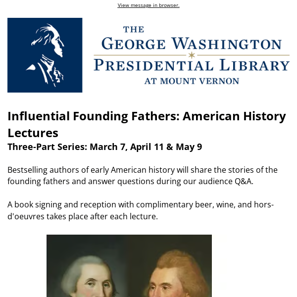 Founding Fathers Lecture Series Starts March 7