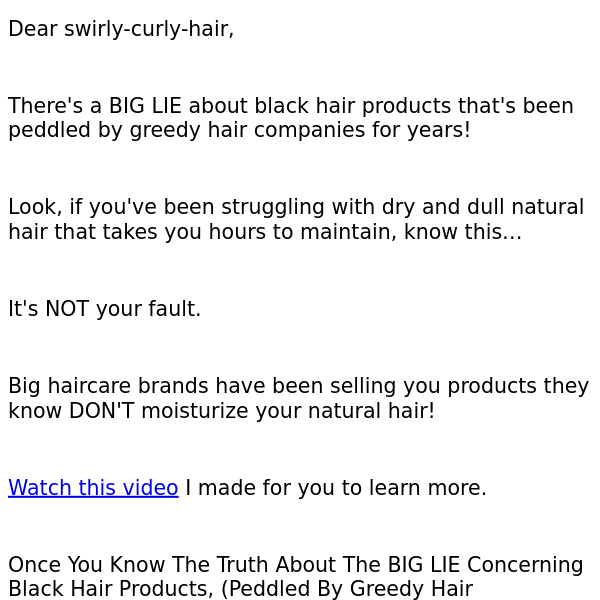 The BIG LIE Concerning Black Hair Products