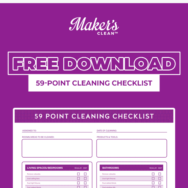 Download our 59-Point Cleaning Checklist 📋