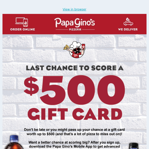 Hey Papa Gino's Fans - Don't Miss Out! $850 in Gift Cards Are Going Up for Grabs SOON! 🍕🤑