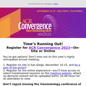 Time’s Running Out: Register for ACR Convergence 2023