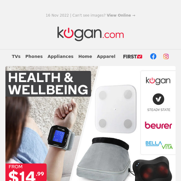 Health & Wellbeing Essentials from $14.99 - Blood Pressure Monitors, Massage Guns & More