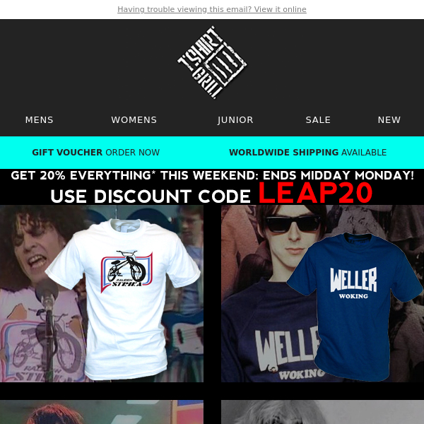 Celebrity As Worn By T-Shirts; 20% Off Everything!