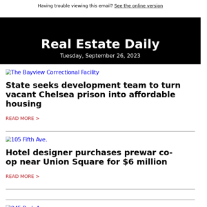 Housing for a Manhattan prison | New digs for hotel designer | Office deals beat apartment sales