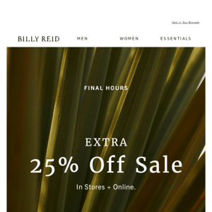 Ends soon: extra 25% off sale