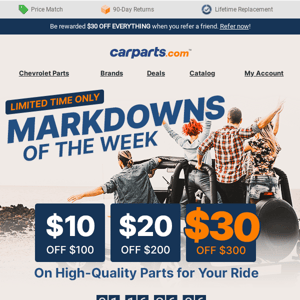 MIDWEEK MARKDOWNS: Up to $30 OFF, Especially for You