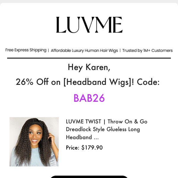 The HEADBAND WIG you browsed: LUVME TWIST | Throw On …
