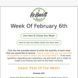 ReBuilt Meals Menu - Week of February 6th