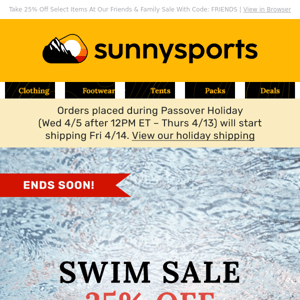 Time Is Running Out To Save 25% At Our Swim Sale!