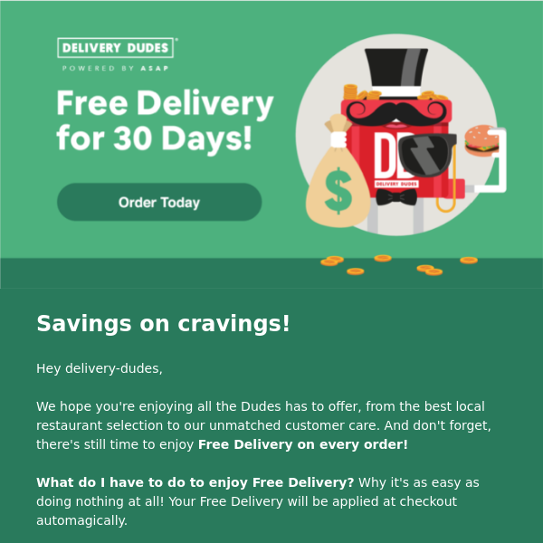Don't forget your Free Delivery!