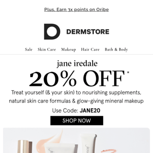Save 20%  on jane iredale — Limited Time Only.