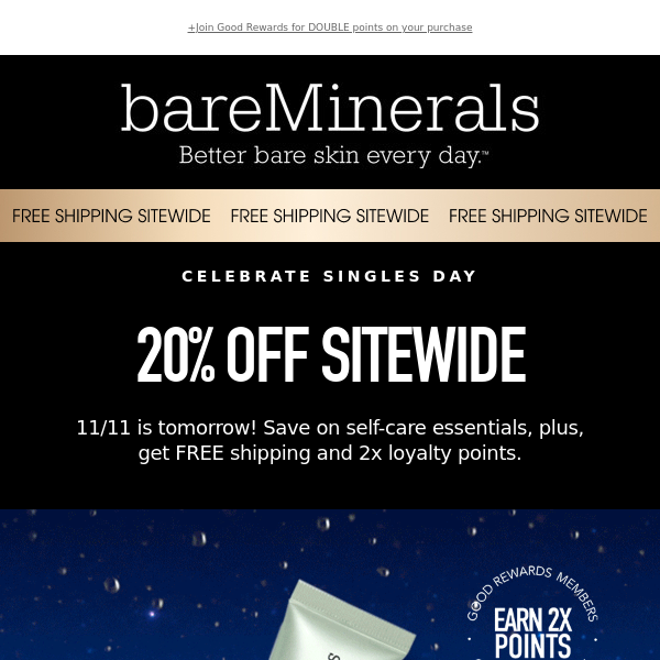 Inside: 20% OFF Bare Minerals's Singles Day picks