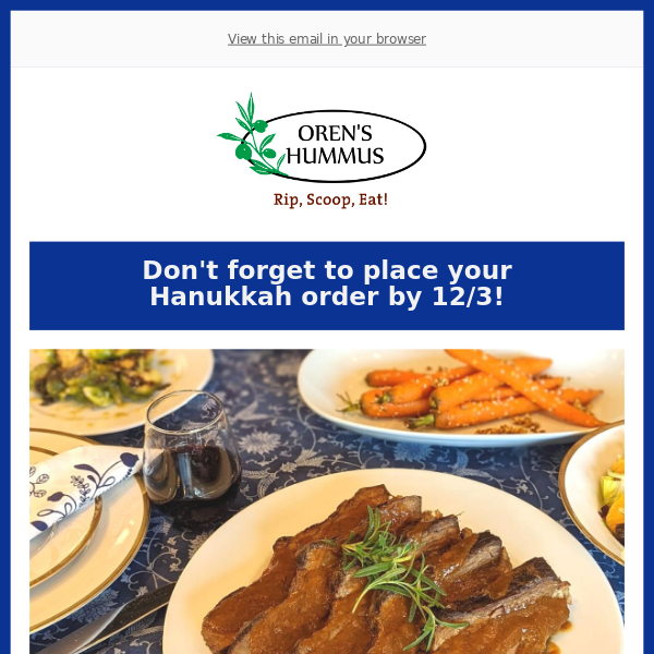 ⏳ LAST CHANCE❗ Order Your Hanukkah Meal by Sunday 12/3