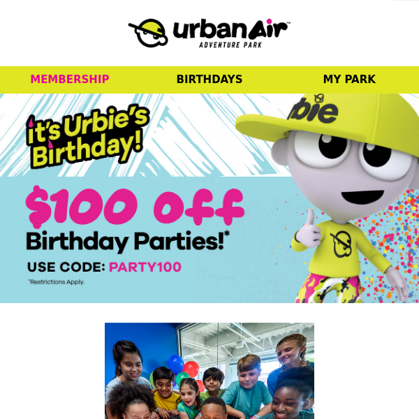 Save $100 Off of Your Birthday Party! - Urban Air Adventure Park