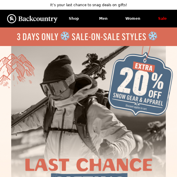 Sale-on-sale: extra 20% off snow gear