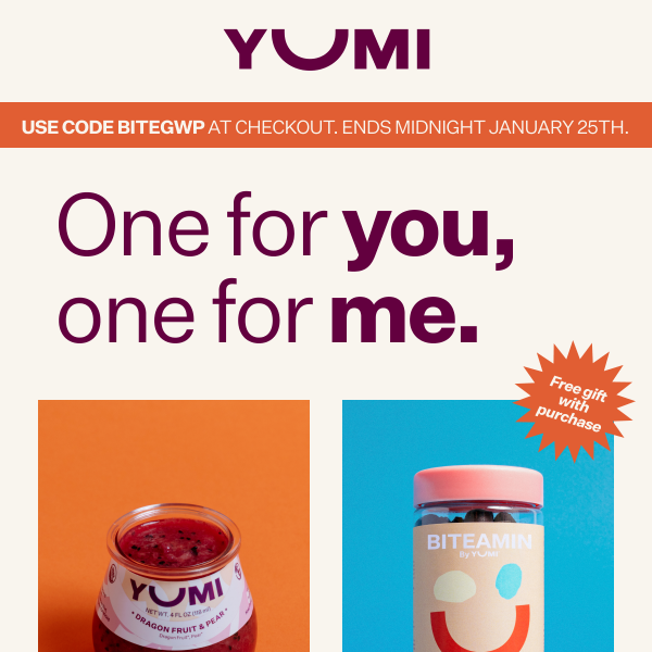 Limited-time offer: Get a free jar of YUMI Adult Biteamins!