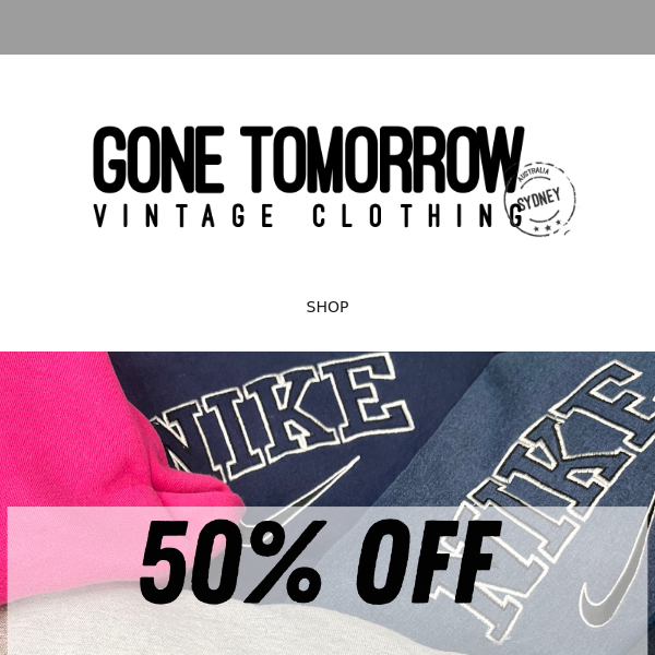 50% OFF NIKE SPELLOUT JUMPERS AND TEES!!