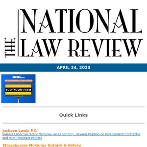 Labor and Employment Legal News from the National Law Review       　