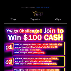Join Ywigs Challenge to Win $100 CASH