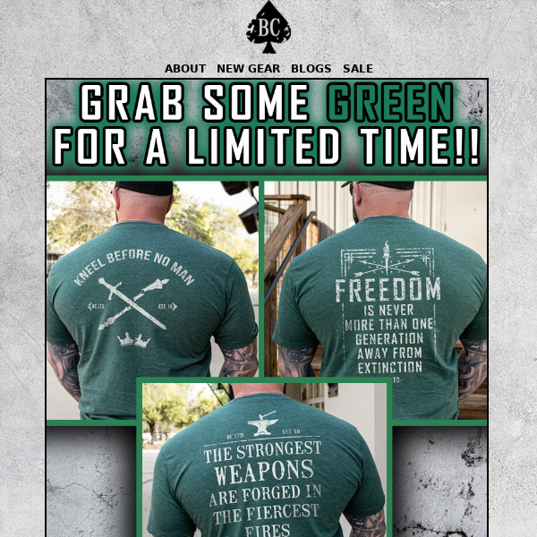 NEW - Special Pricing On New Green Apparel!!