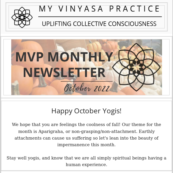 My Vinyasa Practice | October Newsletter