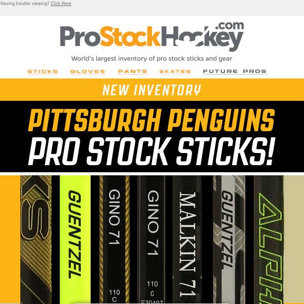 Sticks from The Penguins – New Pro Stock!