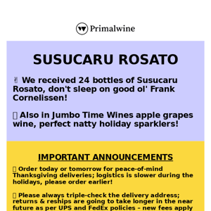 🌋 Susucaru Rosato drop! Don't sleep on this one