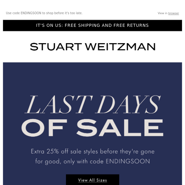 Extra 25% Off Sale Styles: Don’t Miss the Last Days of Sale, Stuart Weitzman