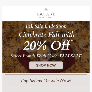 🍁 Fall Flash Sale! - 48 Hours Left to Save 20% Off Select Brands