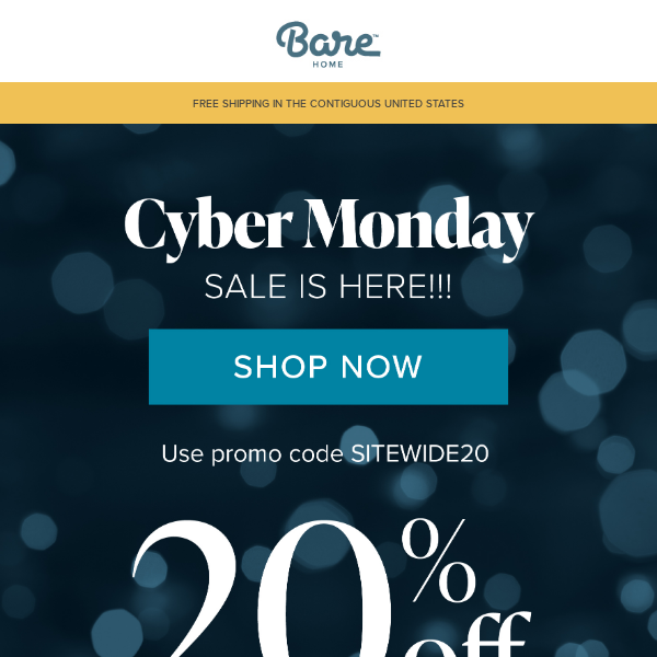 Last Call for Cyber Monday Comfort! Save 20% Sitewide from Bed to Cart!