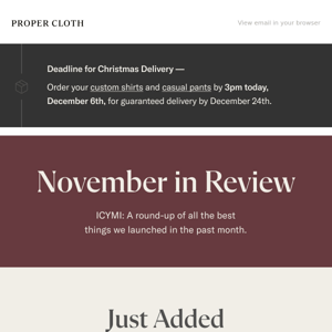 Final Day to Order Shirts for the Holidays // November in Review