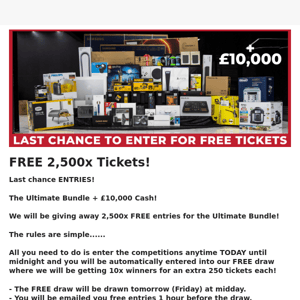 Last chance to enter! FREE TICKETS!