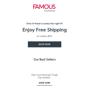 Get that famous feeling now with Free Shipping