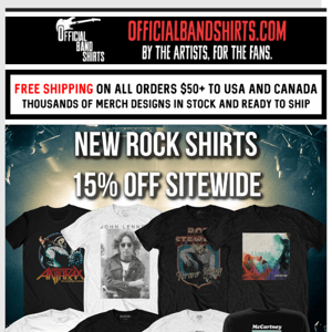 New Rock Tee Arrivals: 15% Off + See the Latest Classic Rock and Metal Shirts 🤘