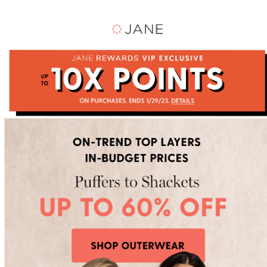 Get up to 60% off outerwear and find everything you've been dreaming of!