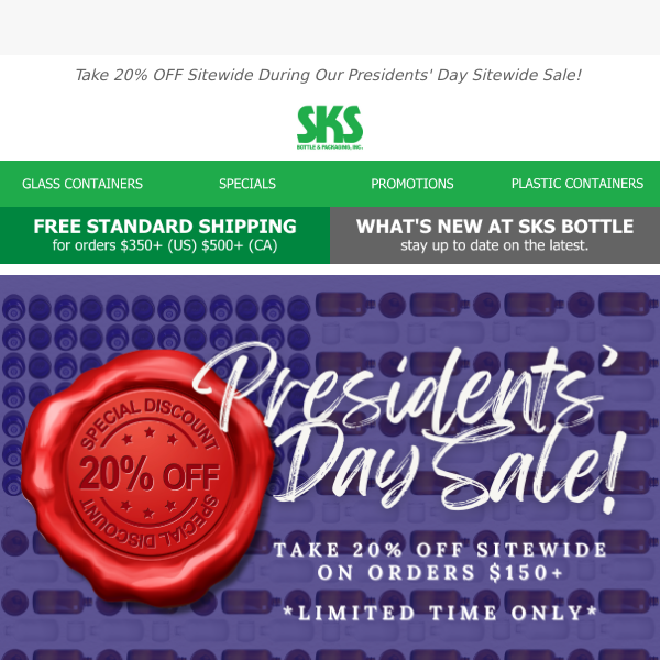 🇺🇸🛒 Celebrate Presidents Day with 𝟮𝟬% 𝗢𝗙𝗙 Sitewide - Limited Time Only!