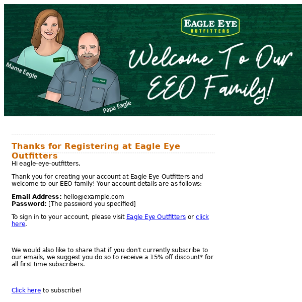 Thanks for Registering at Eagle Eye Outfitters