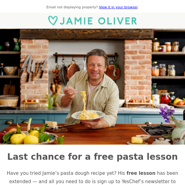 Jamie's free pasta dough lesson has been extended! 🍝