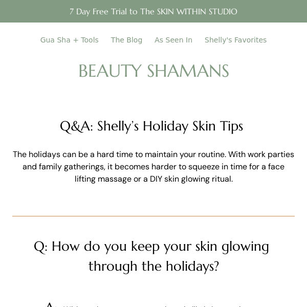 Shelly’s Tips for a Holiday Glow