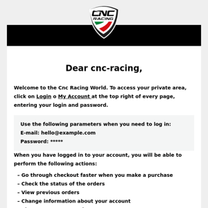Welcome, CNC Racing !