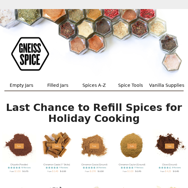 Last Chance to Refill Spices for Christmas Cooking