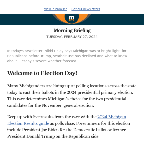 Morning Briefing: It's Election Day, Michigan!