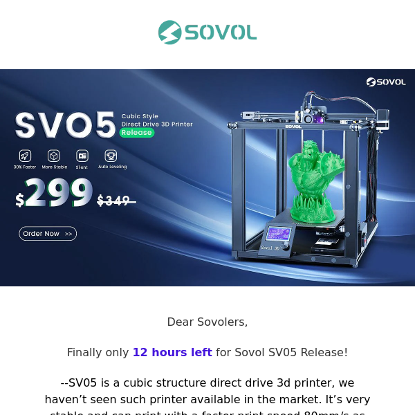 Sovol SV05 Release,  Price only $299!🥳 12 Hours Left Countdown!